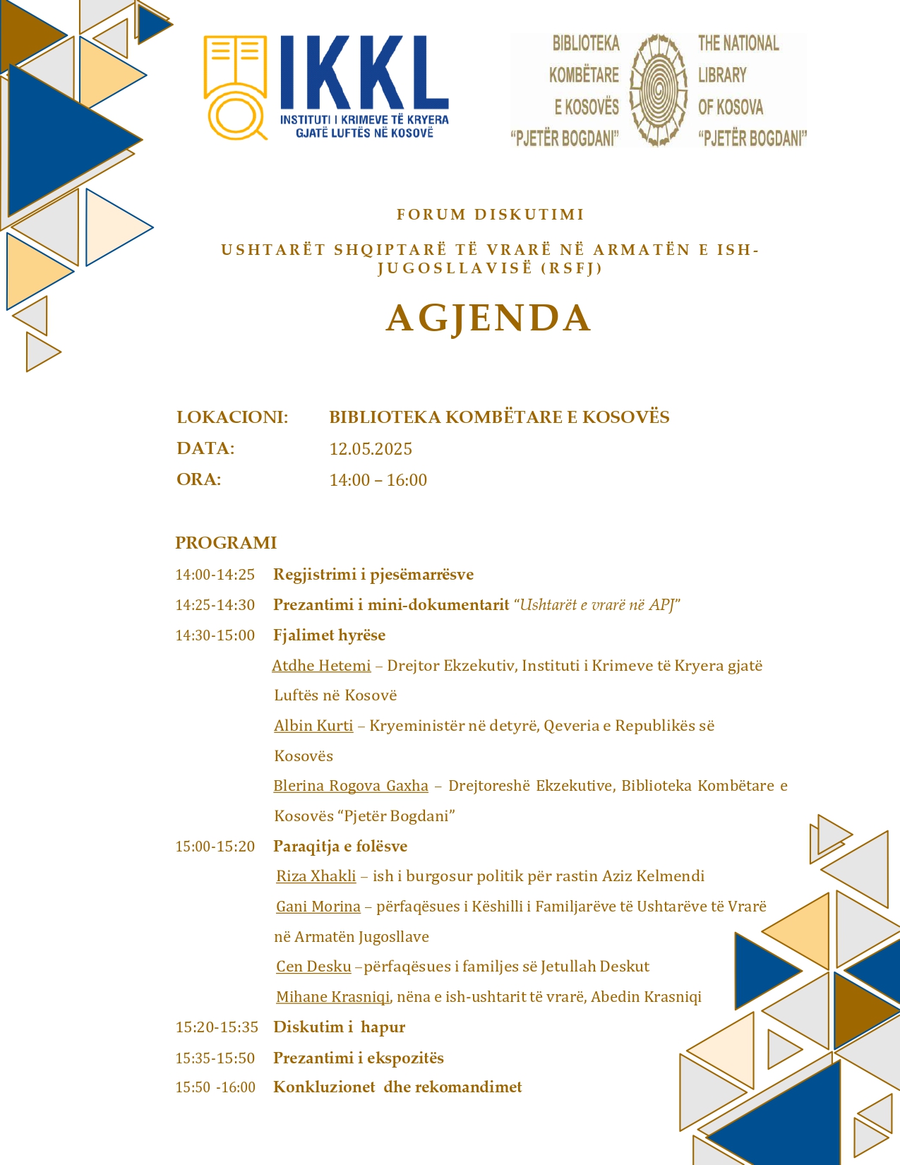 Fillimi i serisë së re të forumeve publike të IKKL-së, të titulluar 𝐙𝐚́ 𝐧’𝐊𝐮𝐣𝐭𝐞𝐬𝐞̈